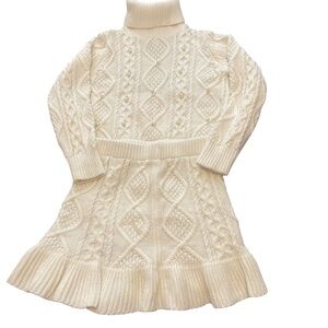 Cream Cable Knit Sweater Turtleneck and Skirt Set Max Studio Kids
